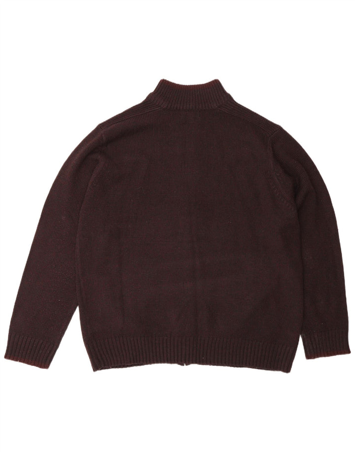 Marks & Spencer Herre Regular Fit Cardigan Sweater 2XL Burgundy Polyacrylic