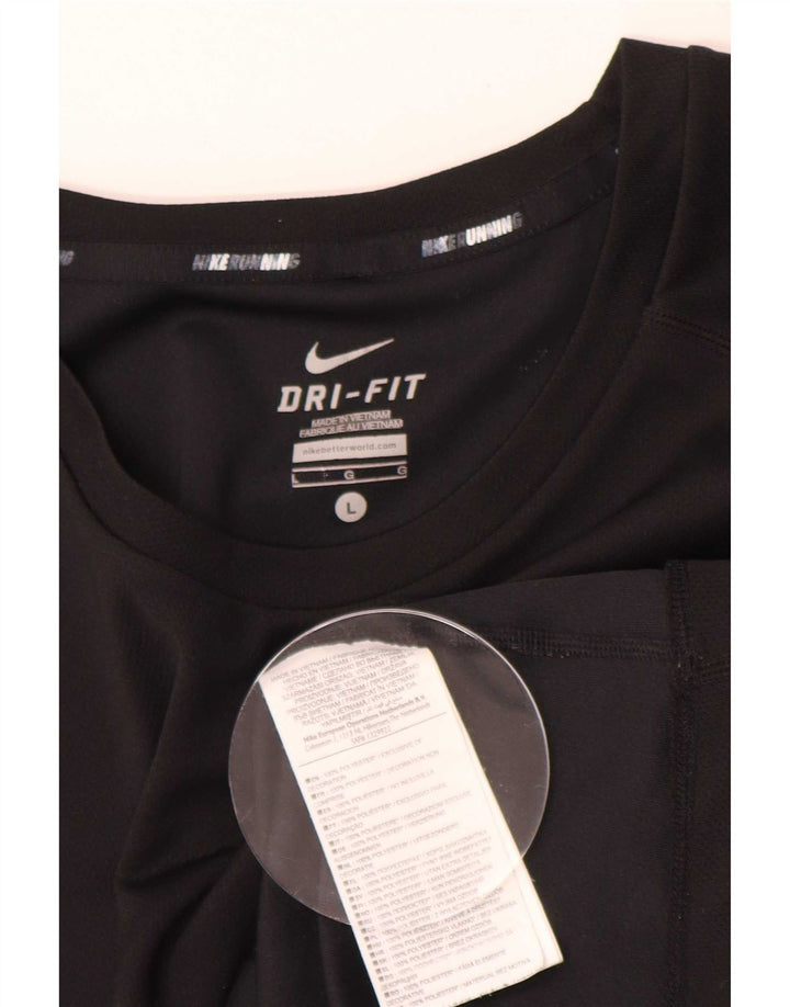 Nike Herre Dri Fit T-shirt Top Stor sort polyester