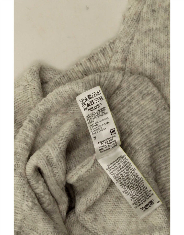 Marks & Spencer Herre Polo Neck Jumper Sweater Small Grå Flecked Acryl