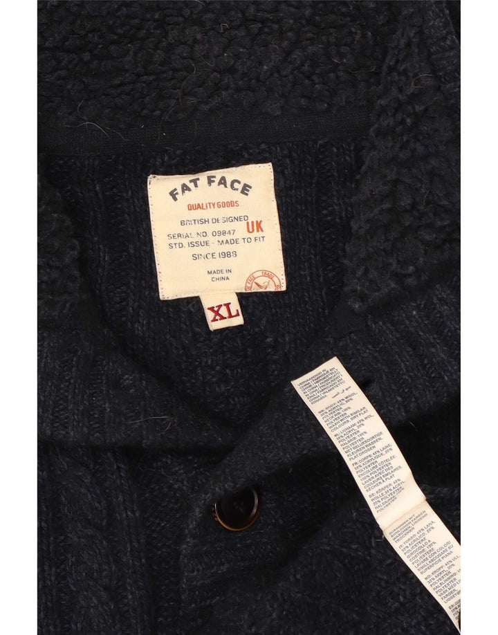 Fat Face Herre Button Neck Jumper Sweater XL Navy Blue Uld