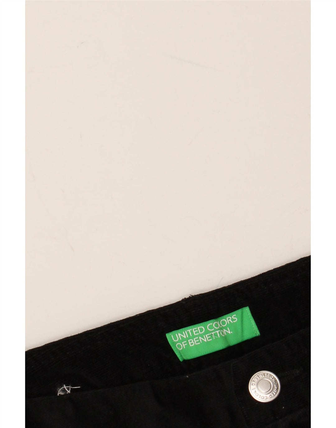 BENETTON Lige fløjlsbukser til kvinder W30 L27 Sort Klassisk