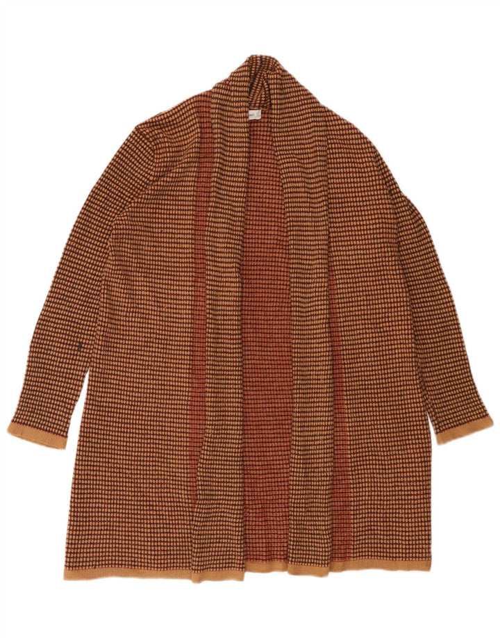 Zara Womens Open Cardigan Sweater UK 16 Stor Brun Stribet