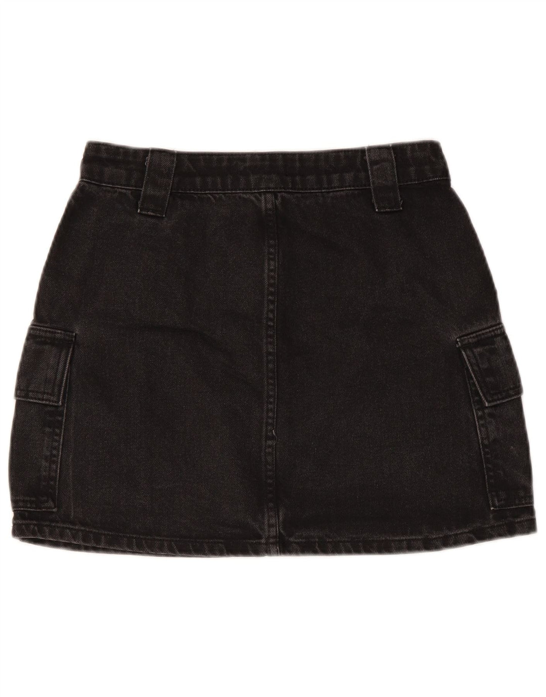 TOPSHOP Dame Denim Mini Cargo Skirt UK 8 Small W26 Black Bomuld