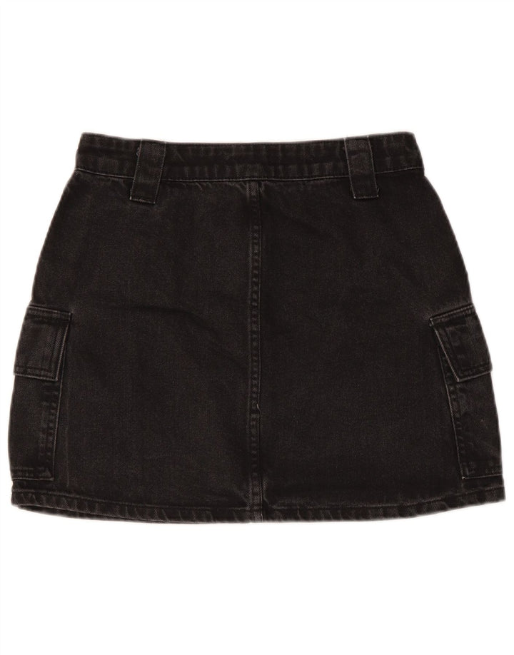 TOPSHOP Dame Denim Mini Cargo Skirt UK 8 Small W26 Black Bomuld