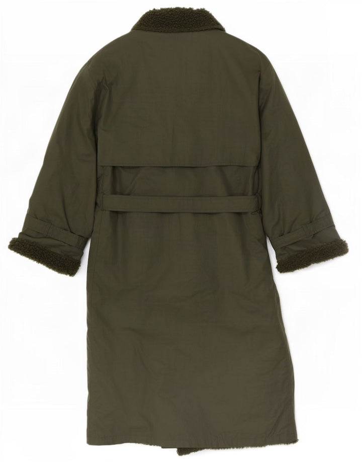 Vintage Sherpa Trench Coat til kvinder UK 12 Medium Khaki