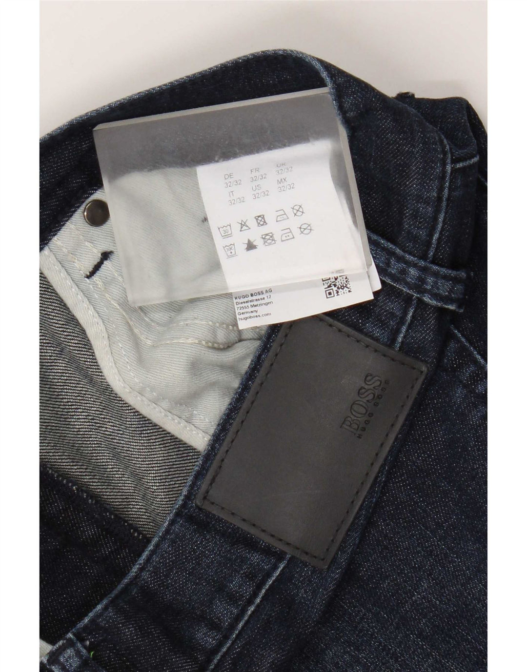 Hugo Boss Straight Jeans til mænd W32 L32 Marineblå bomuld