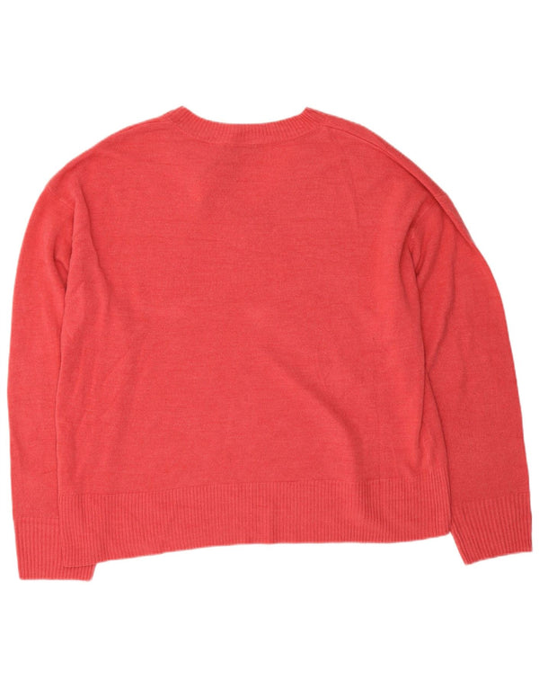 Marks & Spencer Dame V-hals sweater UK 22 3XL Pink Akryl