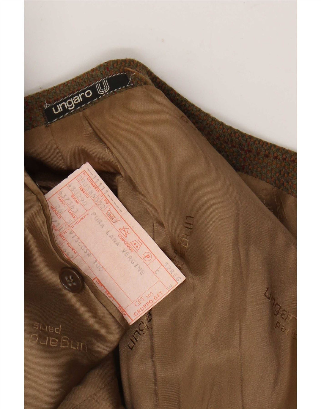 Ungaro Herre 2-knaps blazerjakke IT 52 XL Khaki Ternet Virgin Wool