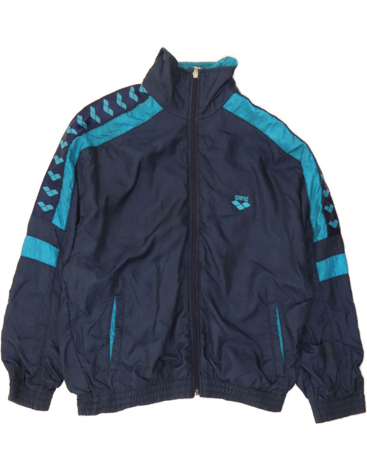 ARENA Boys Graphic Tracksuit Top Jacket 13-14 Years Navy Blue Colourblock Vintage Arena and Second-Hand Arena from Messina Hembry 