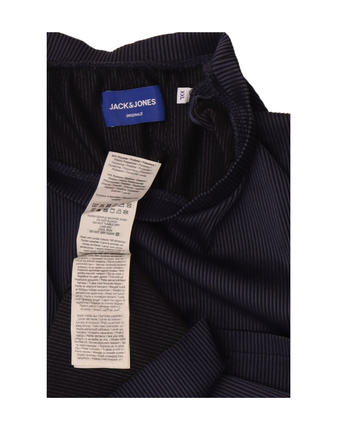 Jack & Jones herre T-shirt top 2XL marineblå stribet polyester