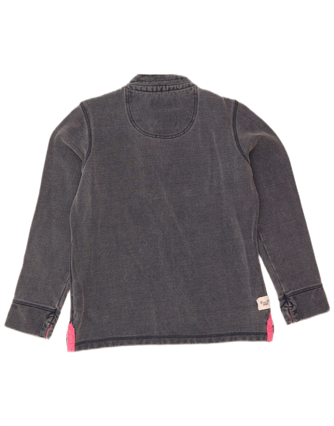 Besætningstøj Dame Button Neck Sweatshirt Jumper UK 10 Small Navy Blue