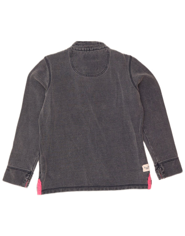 Besætningstøj Dame Button Neck Sweatshirt Jumper UK 10 Small Navy Blue