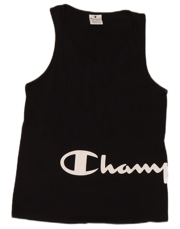 Champion Kvinder Grafisk Vest Top UK 12 Medium Sort