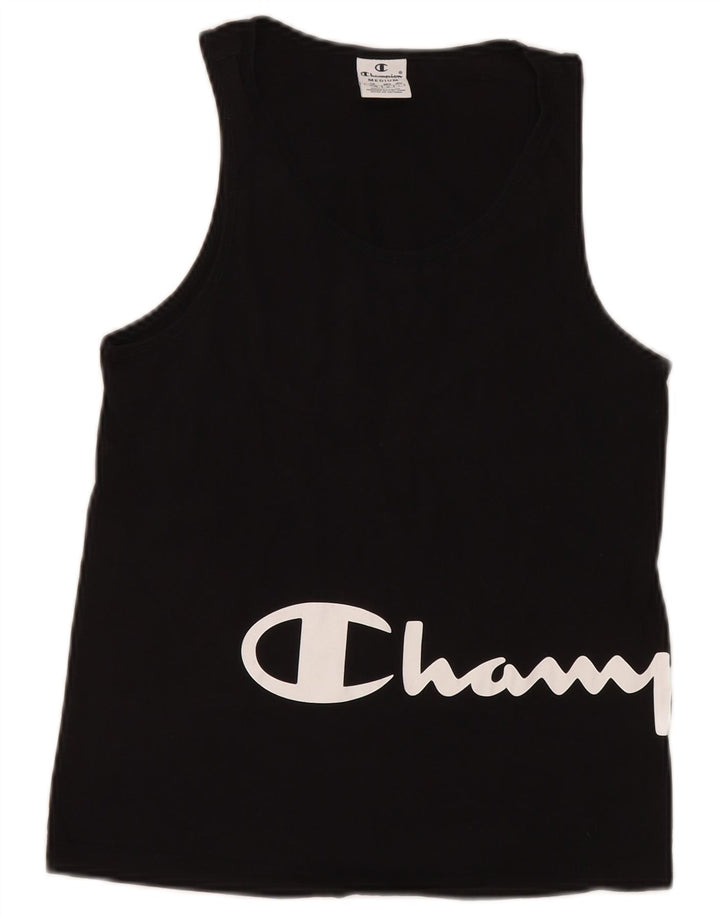 Champion Kvinder Grafisk Vest Top UK 12 Medium Sort