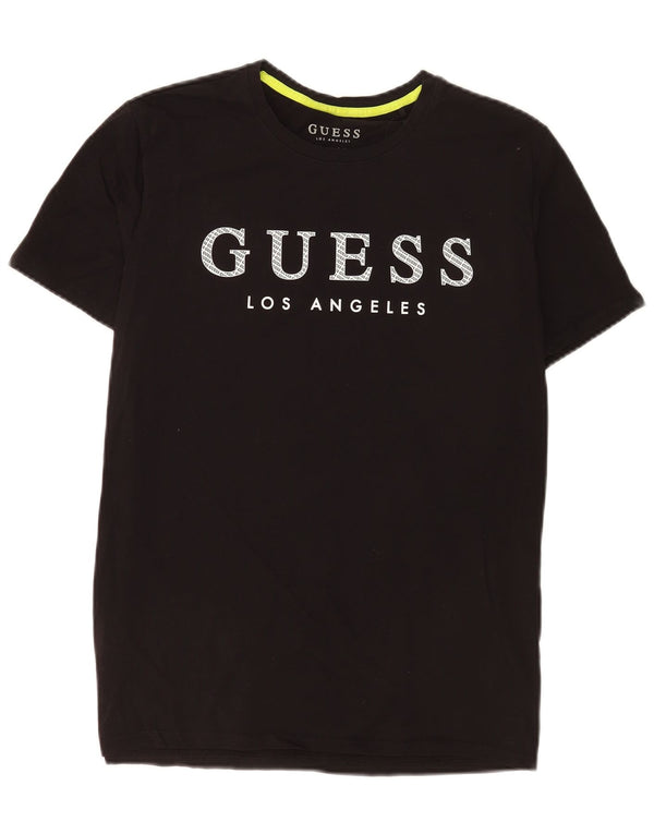 Guess Herre Slim Fit Grafisk T-Shirt Top UK 40 Medium Sort Bomuld