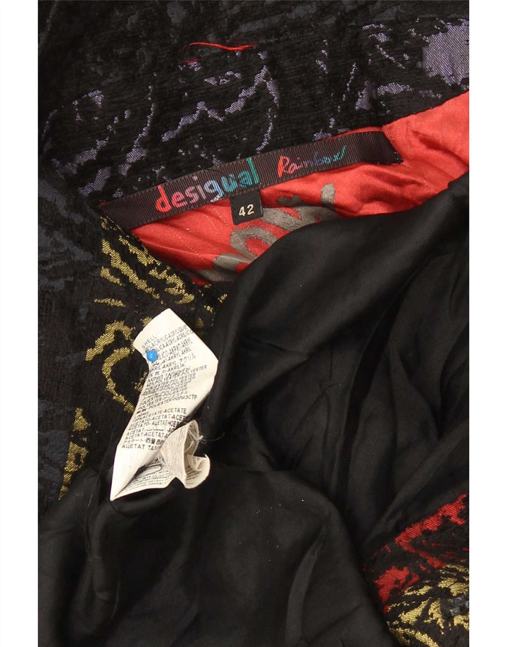 Desigual Dame Overfrakke EU 42 Stor Flerfarvet Paisley Akryl