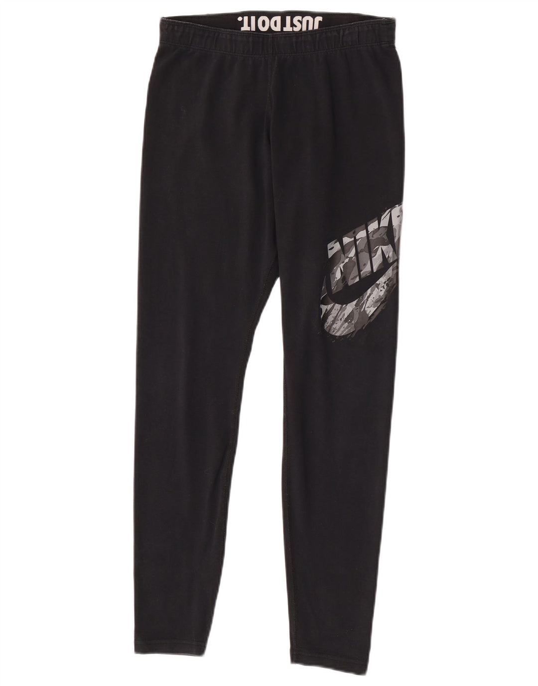 Nike Dame Grafiske Leggings UK 14 Medium Sort Bomuld