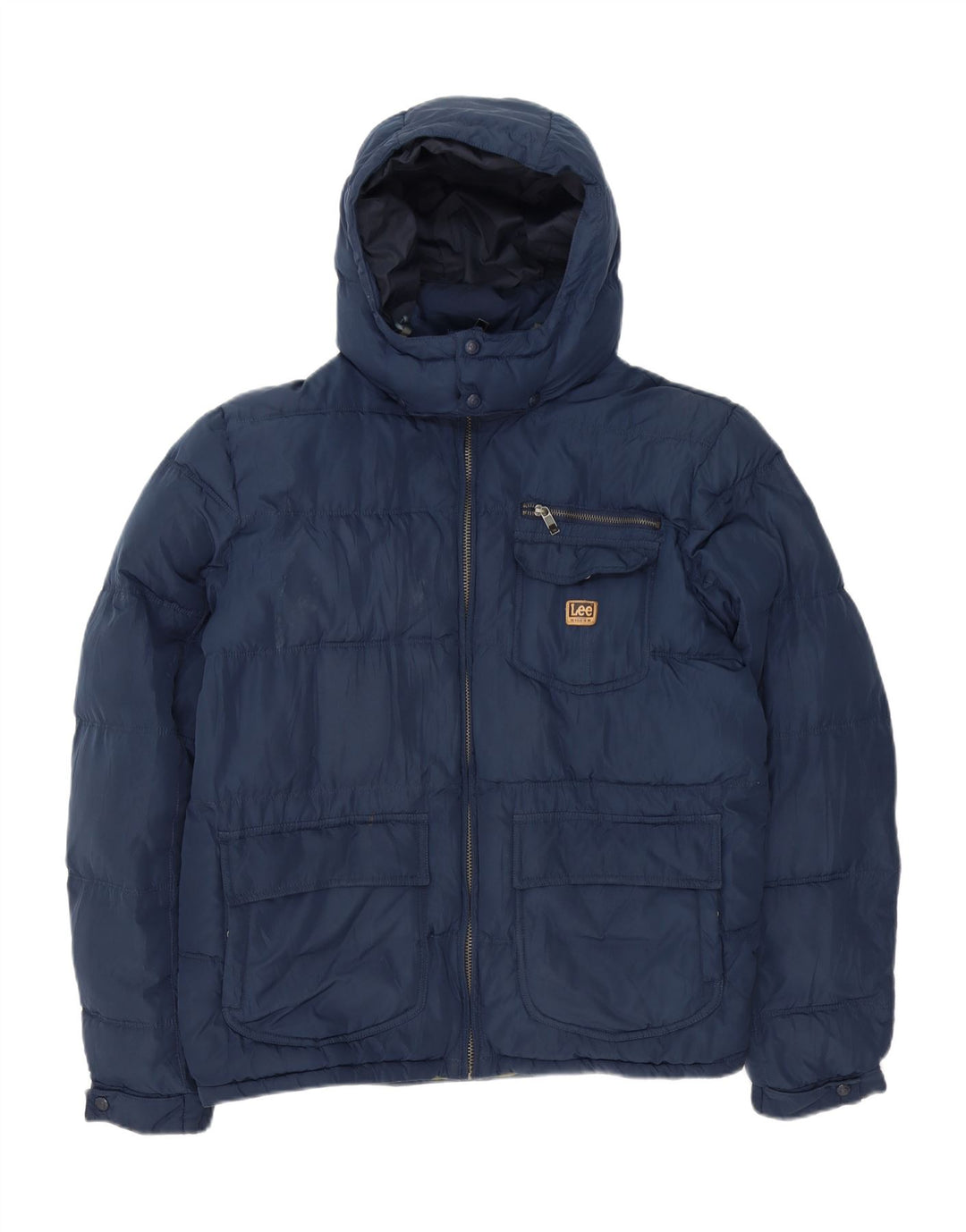Lee Herre hættepolstret jakke UK 44 XL marineblå polyester