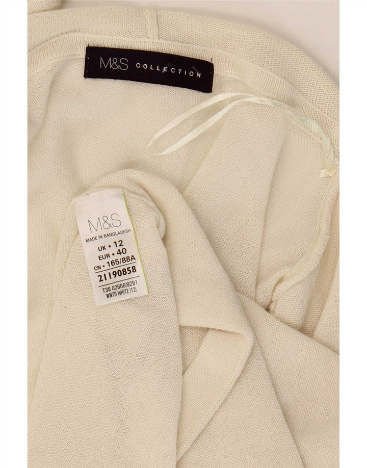 Marks & Spencer dame cardigan sweater med 3/4 ærmer UK 12 Medium Off White