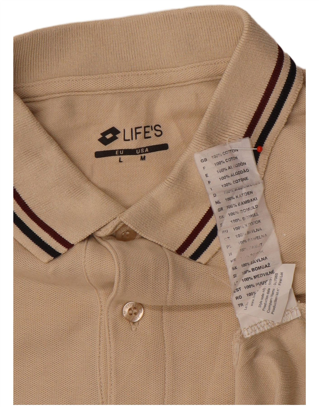 Lotto Herre Polo Shirt Stor Beige Bomuld