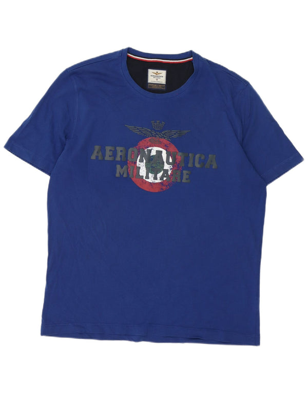 Aeronautica Militare Herre grafisk T-shirt Top 2XL Blå