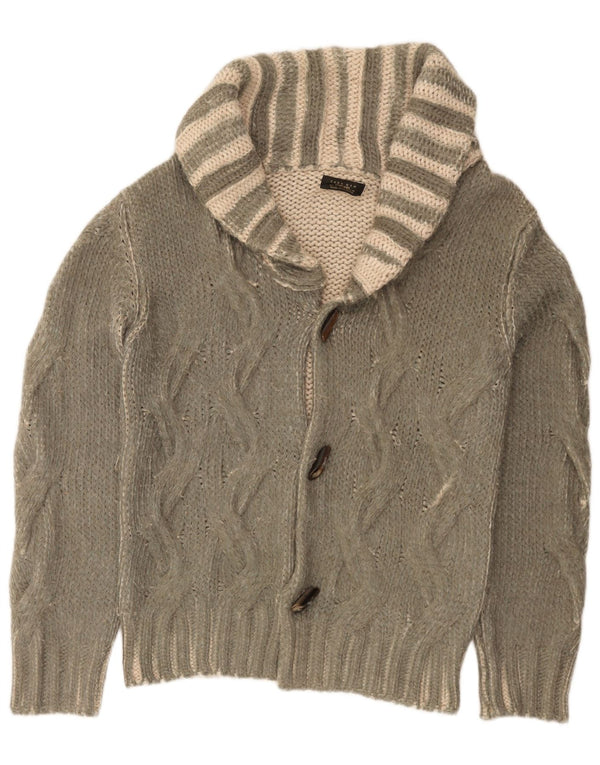 Zara Herre cardigan sweater Medium Khaki stribet akryl