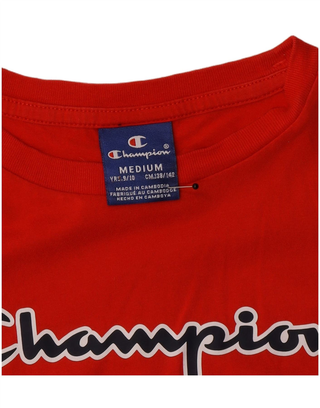 Champion Boys Grafisk T-Shirt Top 9-10 år Medium Rød