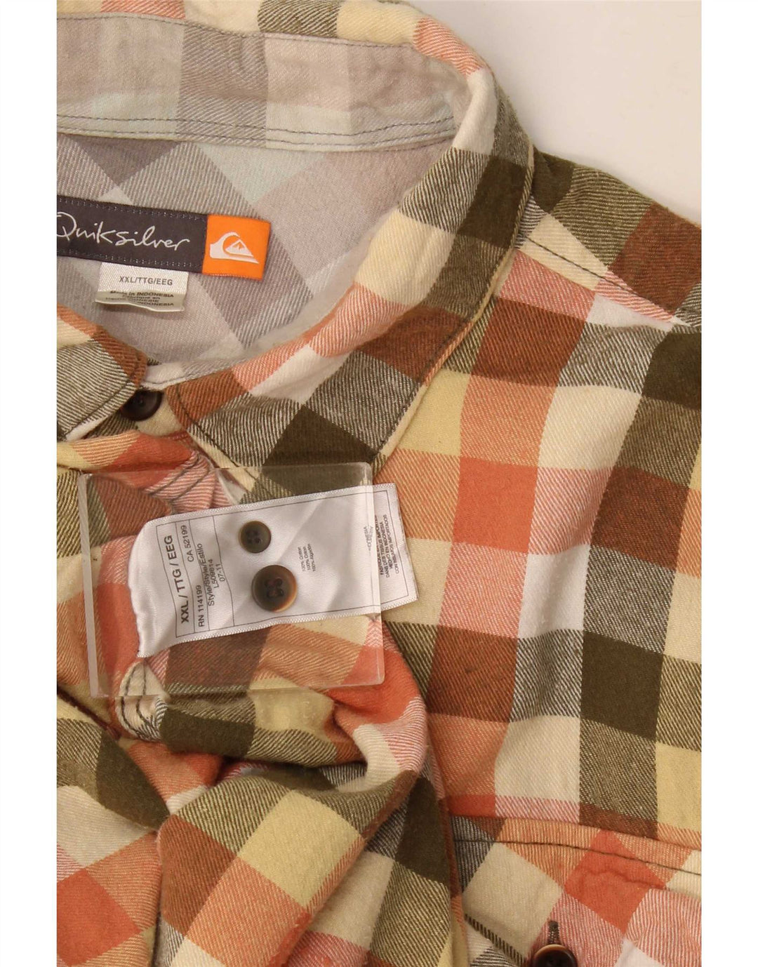 Quiksilver herre flannel skjorte 2XL flerfarvet Gingham bomuld
