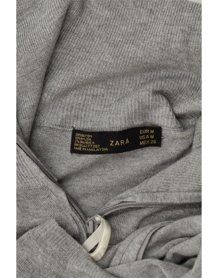 Zara Dame Cardigan Sweater UK 12 Medium Grey Rayon
