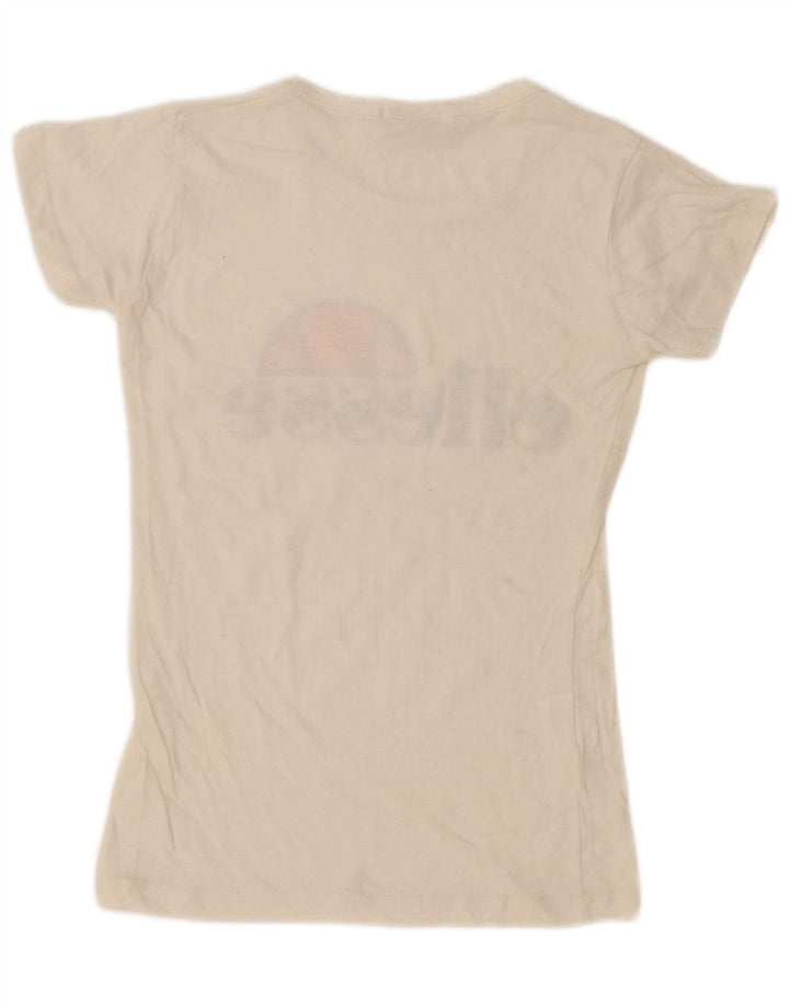 Ellesse Dame Grafisk T-Shirt Top UK 12 Medium Off White