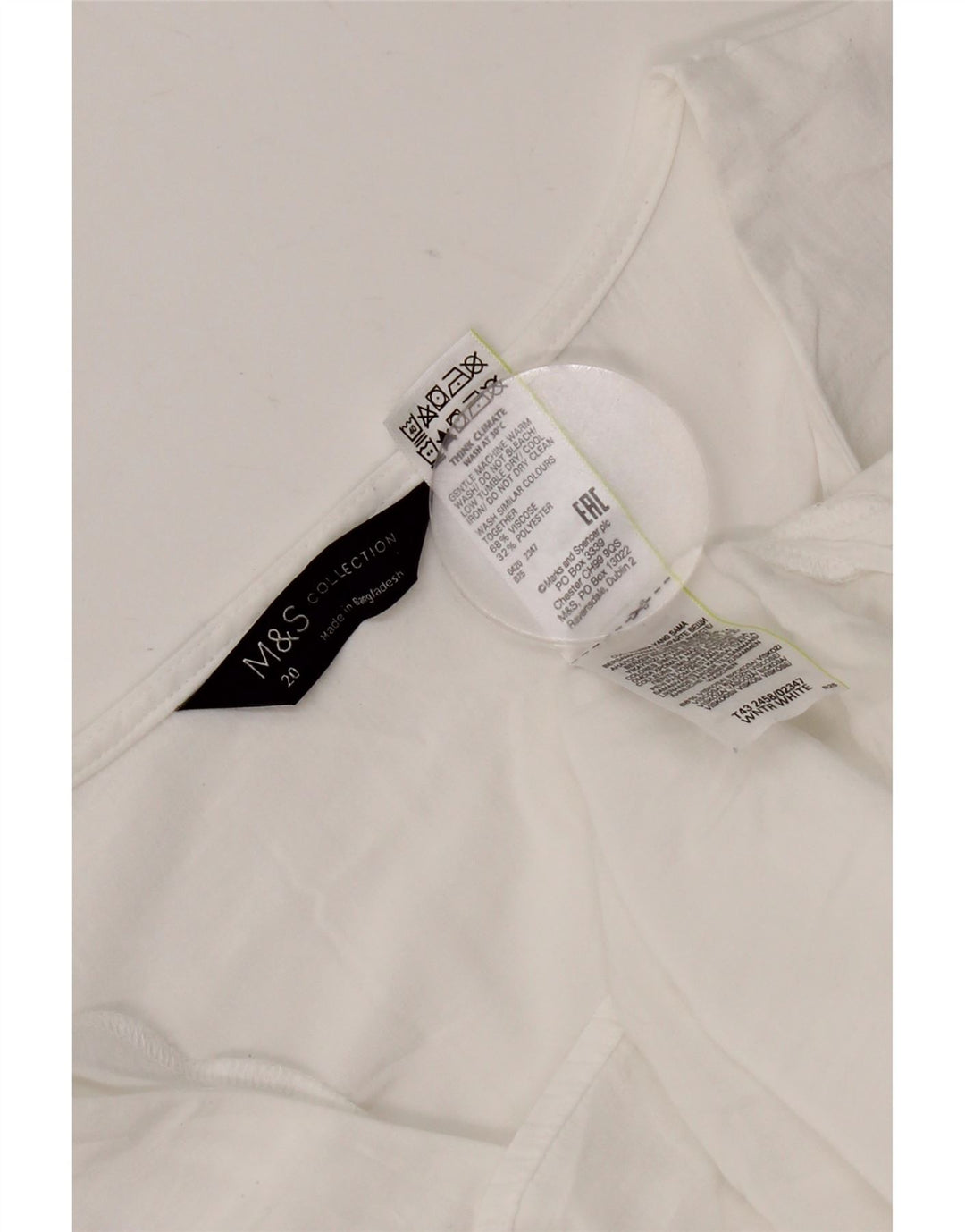 Marks & Spencer Damebluse Top UK 20 2XL Hvid Viscose