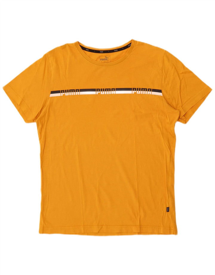 Puma Herre grafisk T-shirt Top Medium Gul Bomuld