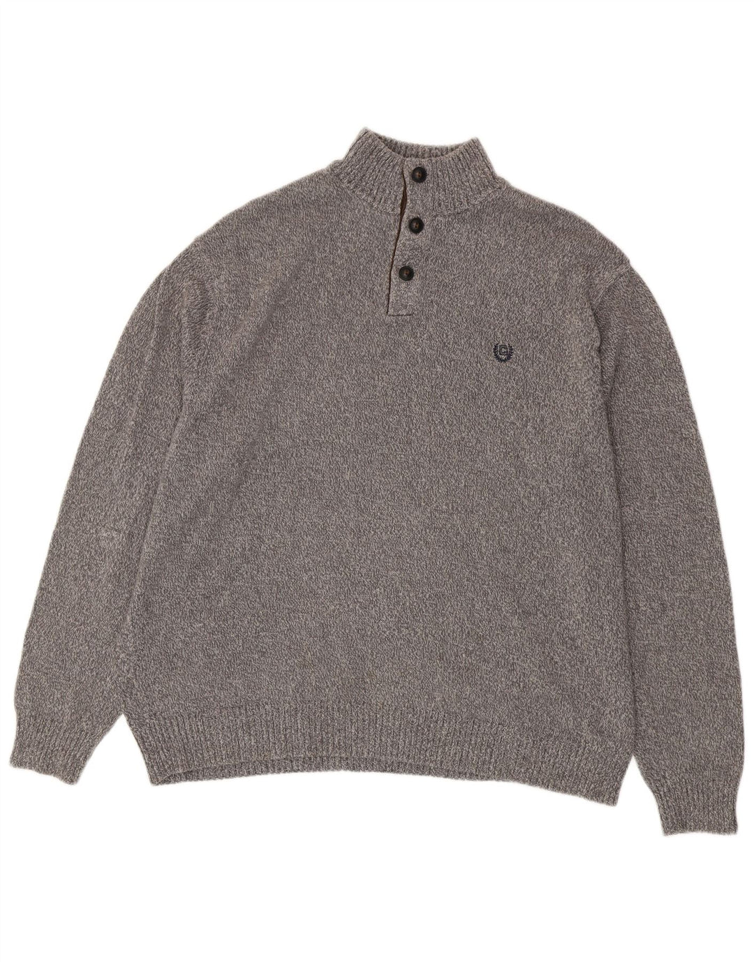 CHAPS Herre Button Neck Jumper Sweater 2XL Grå Bomuld