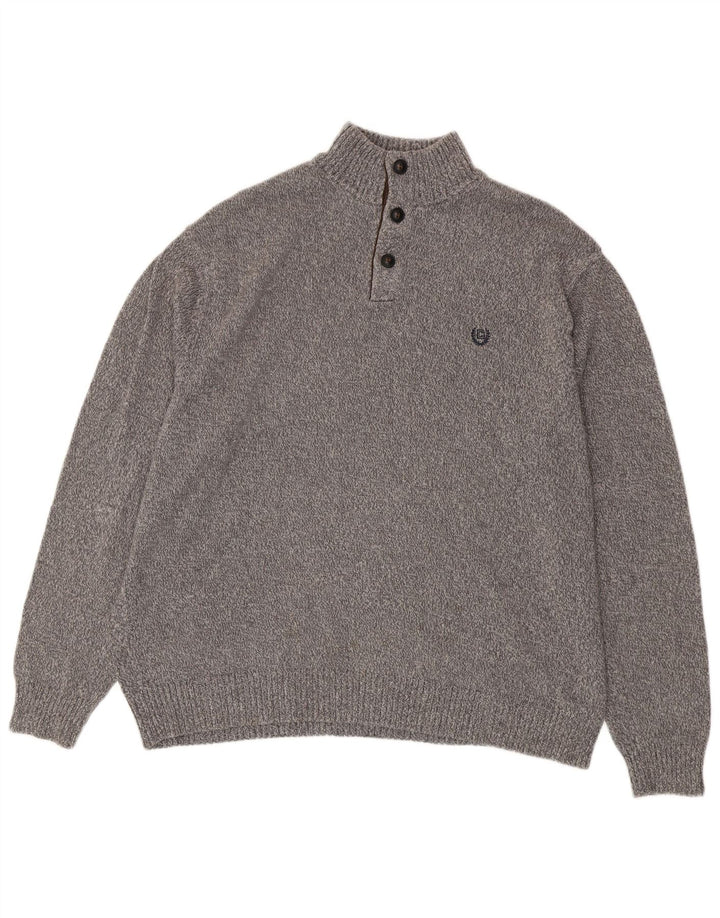 CHAPS Herre Button Neck Jumper Sweater 2XL Grå Bomuld