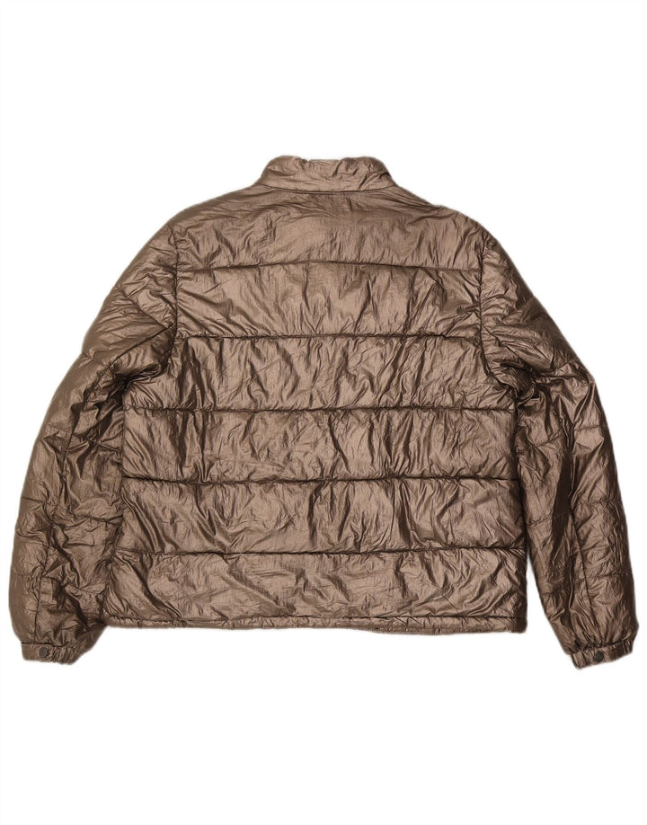 Massimo Dutti Dame Polstret Jakke UK 14 Medium Guld Polyester