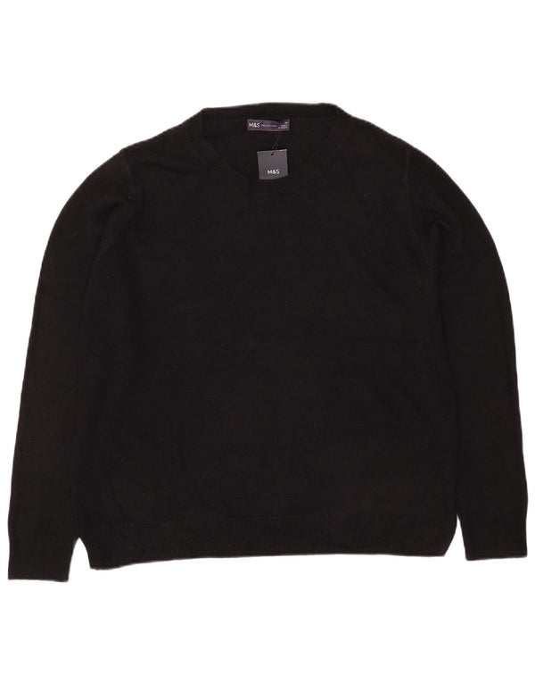 Marks & Spencer Dame Boat Neck Jumper Sweater UK 18 XL Sort Akryl