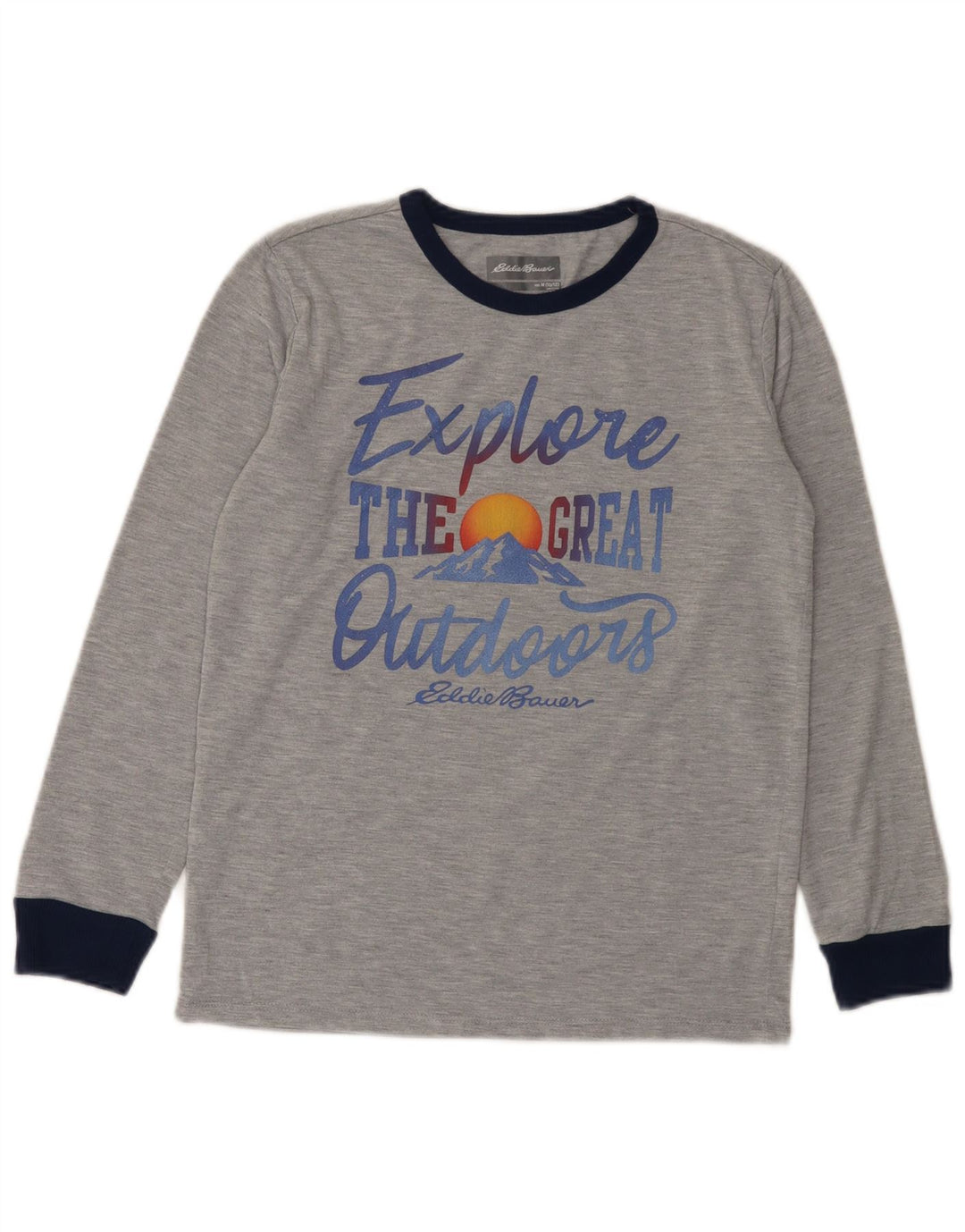 Eddie Bauer Drenge Grafisk Top Langærmet 10-11 år Medium Grå Flecked