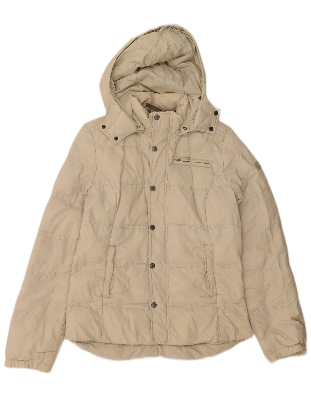 DIESEL Mens Hooded Padded Jacket UK 38 Medium Off White Polyamide