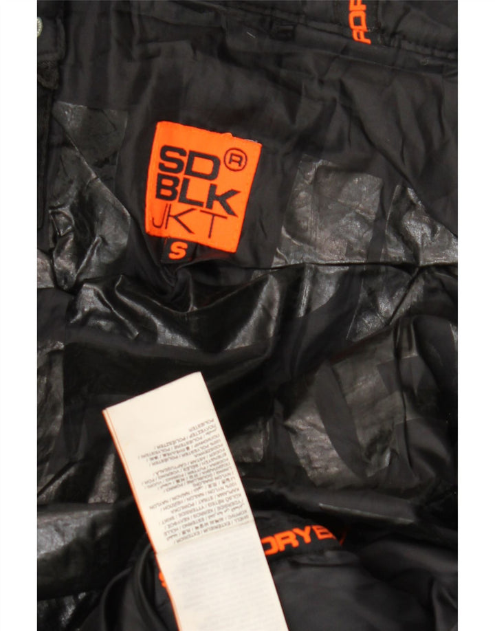 SUPERDRY Quiltet jakke med hætte til mænd UK 36 Lille sort nylon