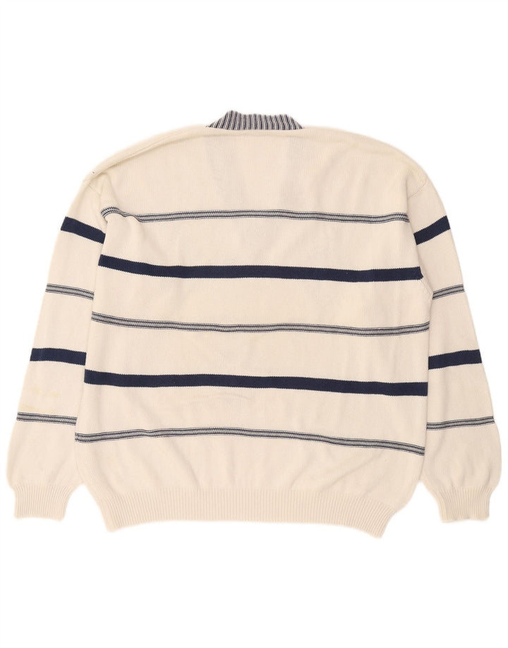 Stefanel Herre V-hals sweater XL Hvid Argyle/Diamant