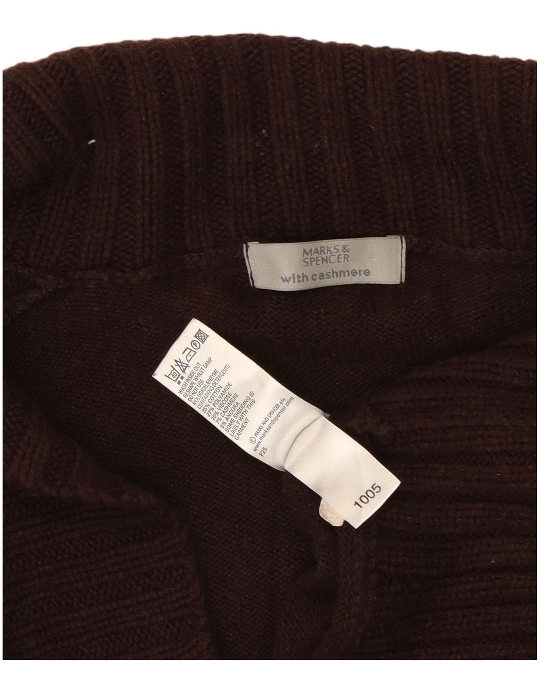 Marks & Spencer Dame Cardigan Sweater UK 16 Stor Brun Bomuld