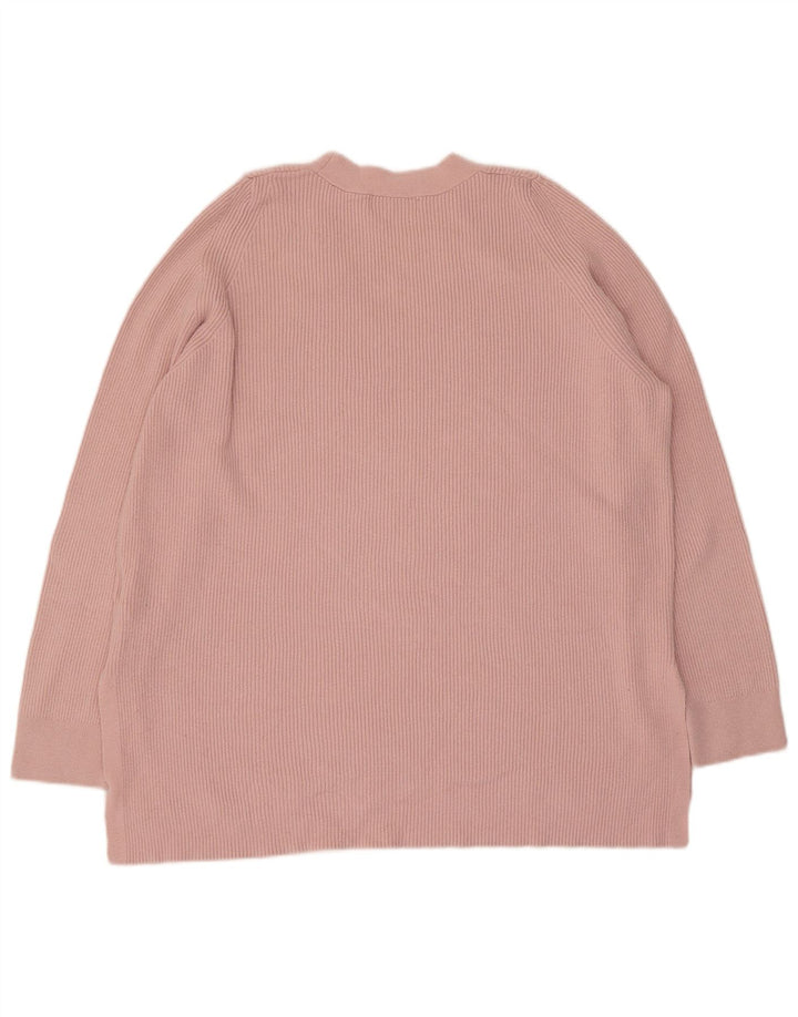 Marks & Spencer Dame V-hals sweater UK 14 Large Pink Viscose