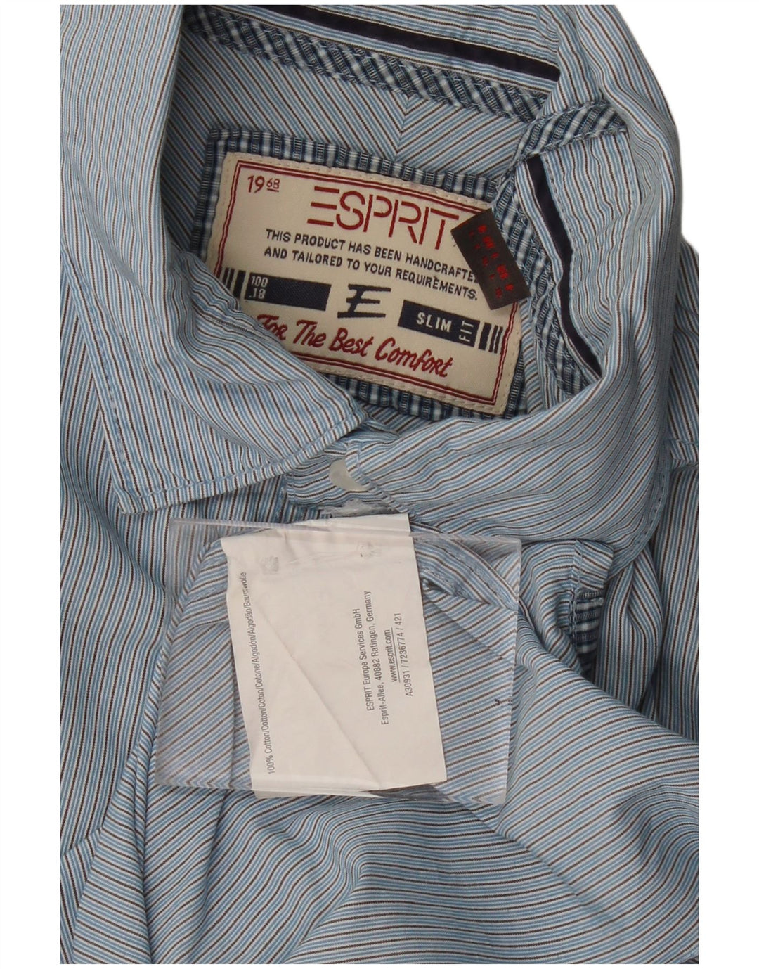 ESPRIT Slim Fit skjorte til mænd, stor blå nålestribe