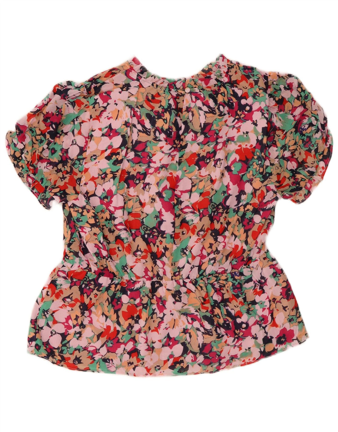 J. CREW Damebluse Top UK 14 Medium Pink Floral Polyester