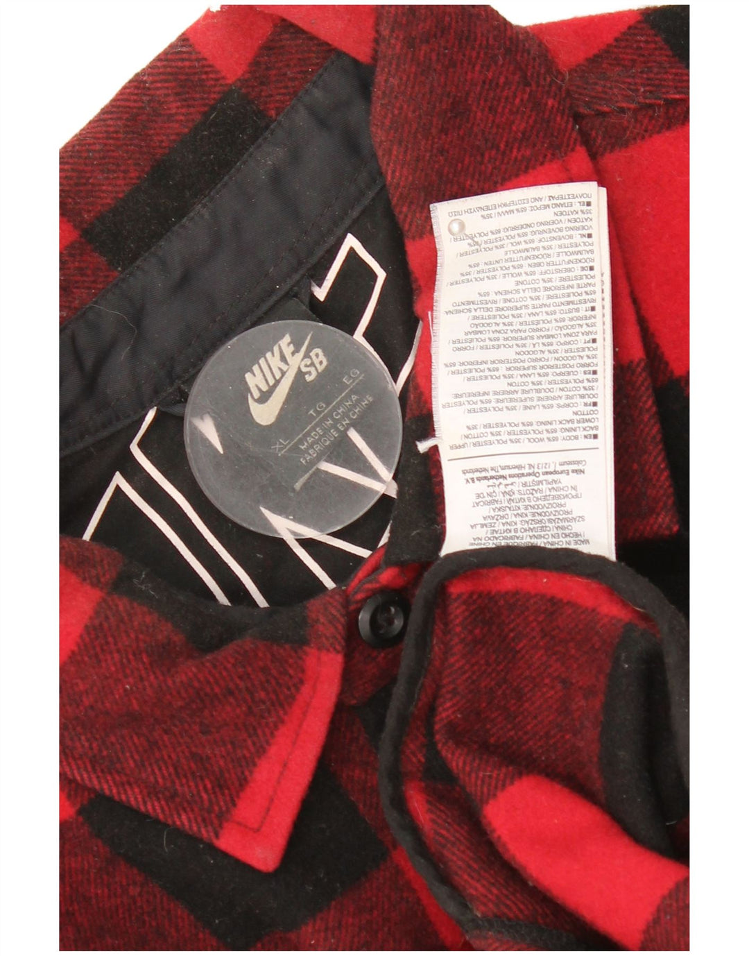 Nike skovhugger flannelskjorte til mænd XL Rød Gingham Wool