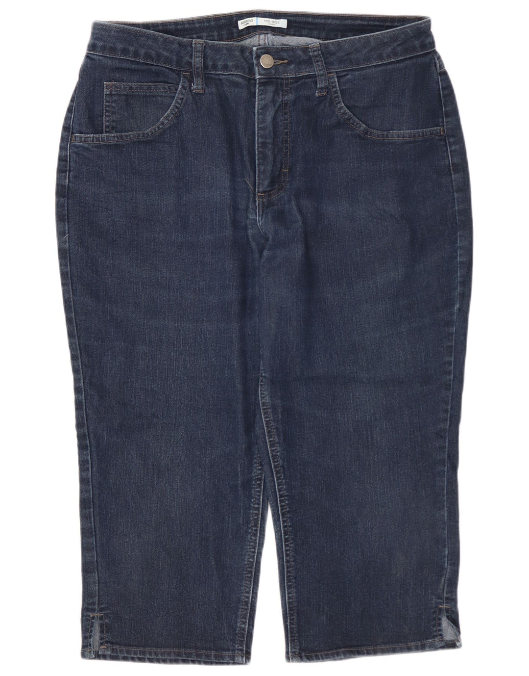 LEE Womens Riders Mid Rise Capri Jeans US 12 Large W32 L19 Navy Blue