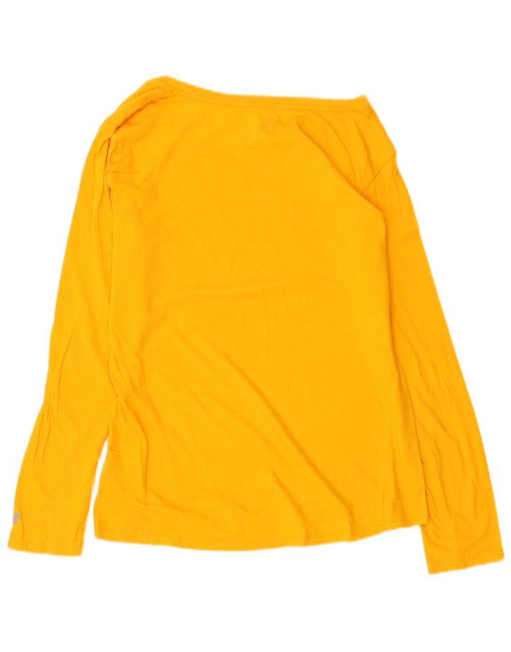 RUSSELL ATHLETIC Womens Graphic Top Long Sleeve US 12/14 Large Yellow