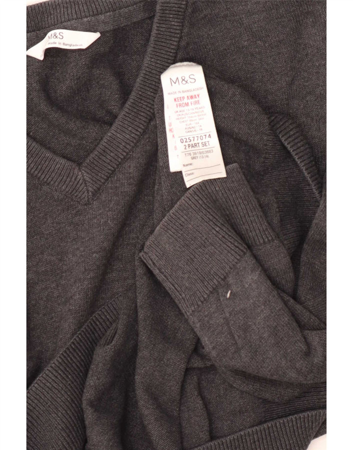 Marks & Spencer Boys V-hals sweater 13-14 år Grå bomuld