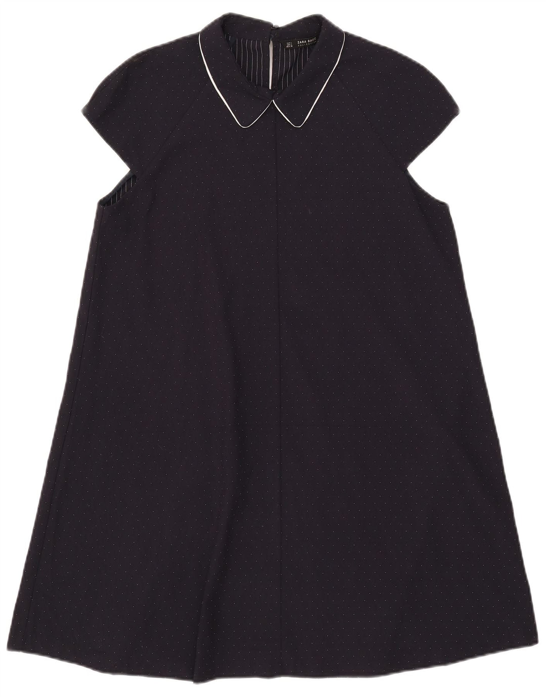 Zara Dame A-Line Kjole UK 14 Stor Marineblå Plettet Polyester