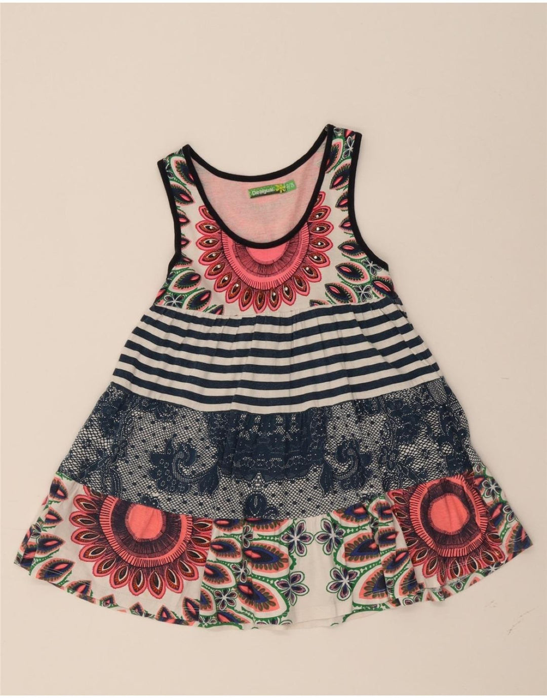 DESIGUAL Girls Sleeveless Basic Dress 7-8 Years Multicoloured Floral Vintage Desigual and Second-Hand Desigual from Messina Hembry 